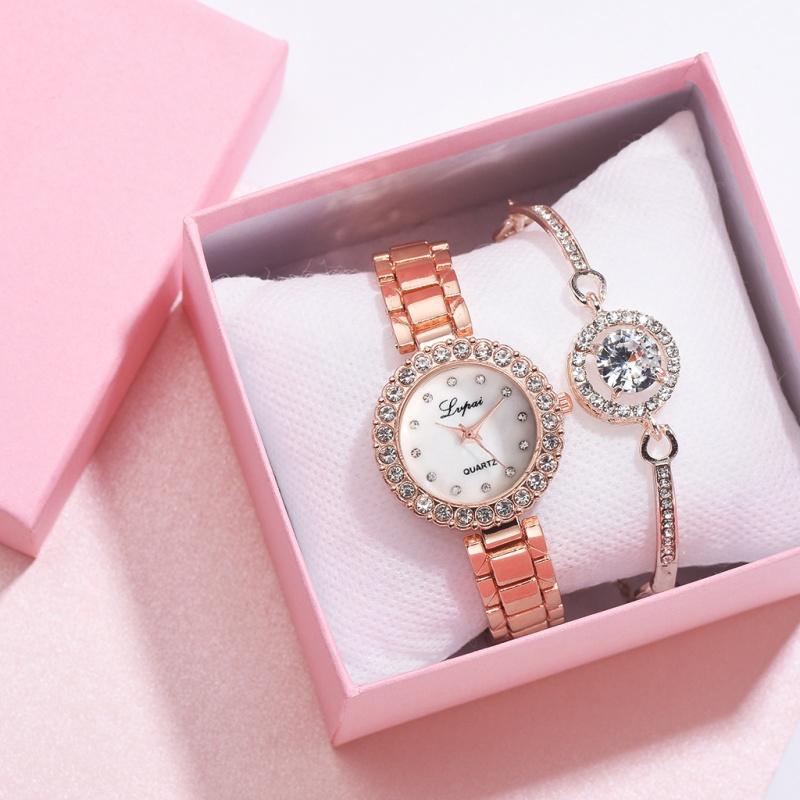 Bracelet Watches Set For Women Fashion Geometric Bangle Quartz Clock Ladies Wrist Watch