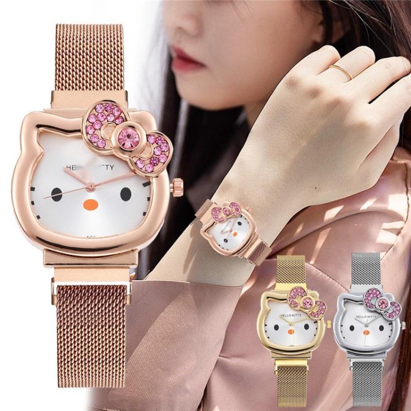 Cat KT Watch Magnet Strap Cute Cartoon Girls Student Watches