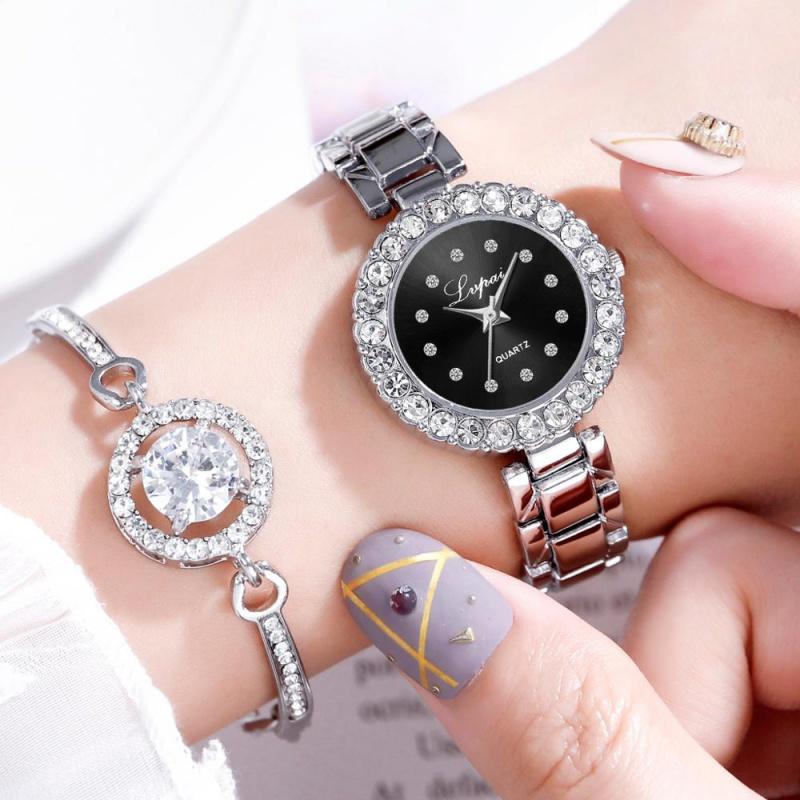 Bracelet Watches Set For Women Fashion Geometric Bangle Quartz Clock Ladies Wrist Watch