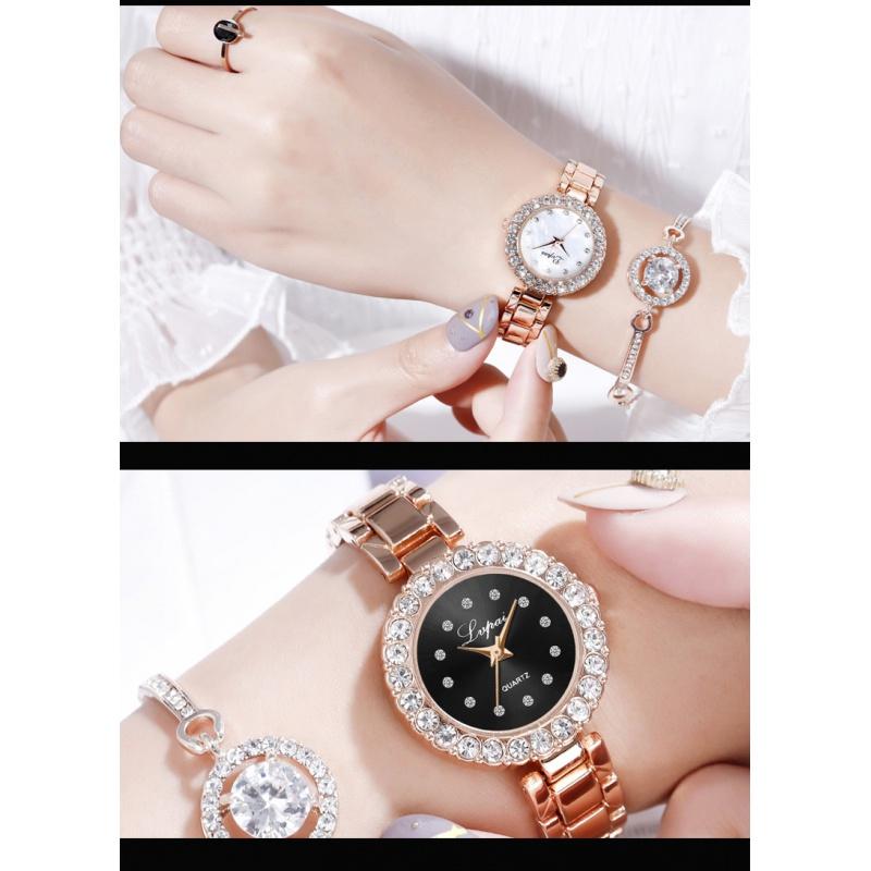 Bracelet Watches Set For Women Fashion Geometric Bangle Quartz Clock Ladies Wrist Watch