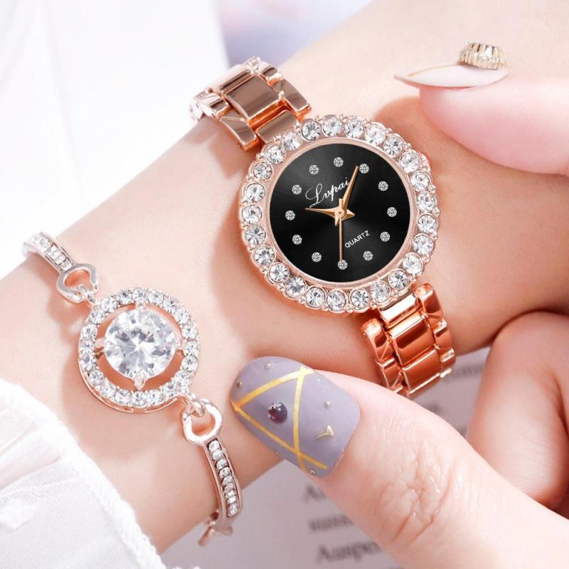 Bracelet Watches Set For Women Fashion Geometric Bangle Quartz Clock Ladies Wrist Watch