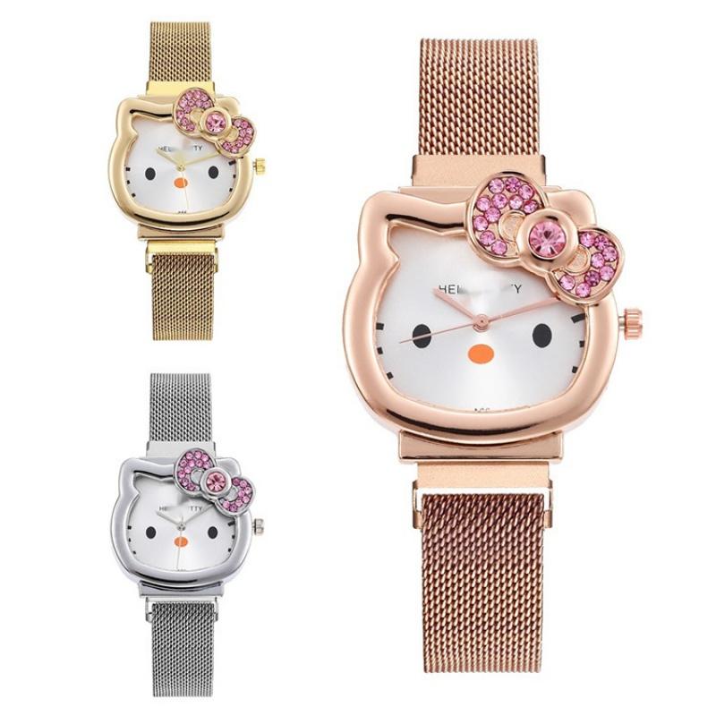 Cat KT Watch Magnet Strap Cute Cartoon Girls Student Watches