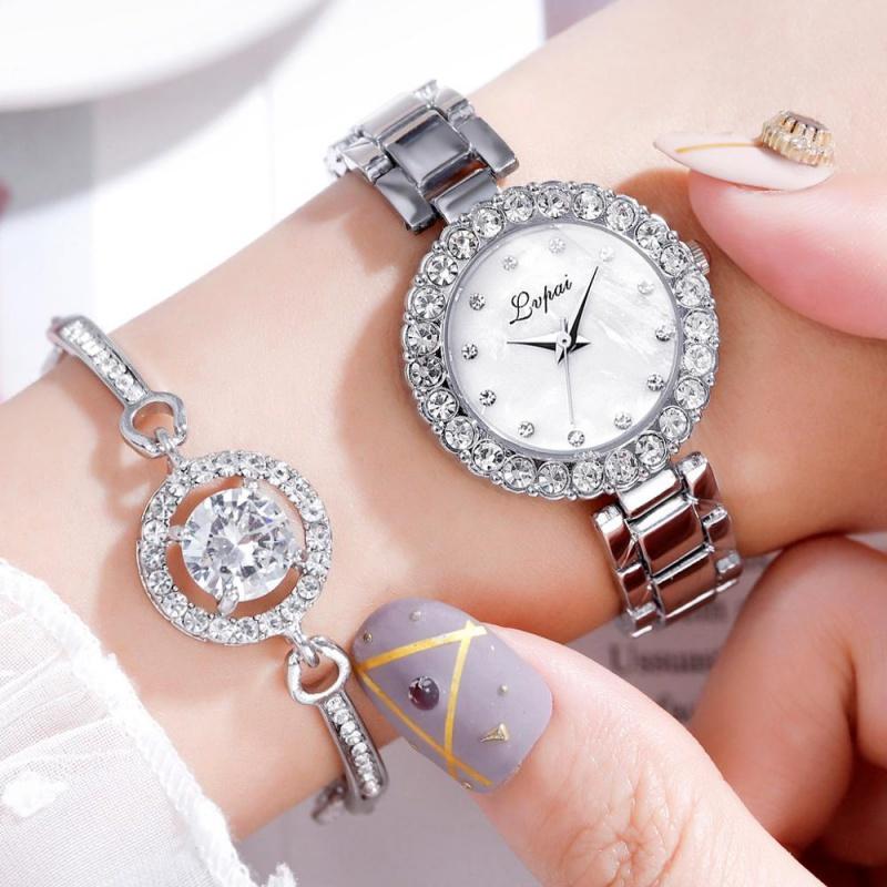 Bracelet Watches Set For Women Fashion Geometric Bangle Quartz Clock Ladies Wrist Watch