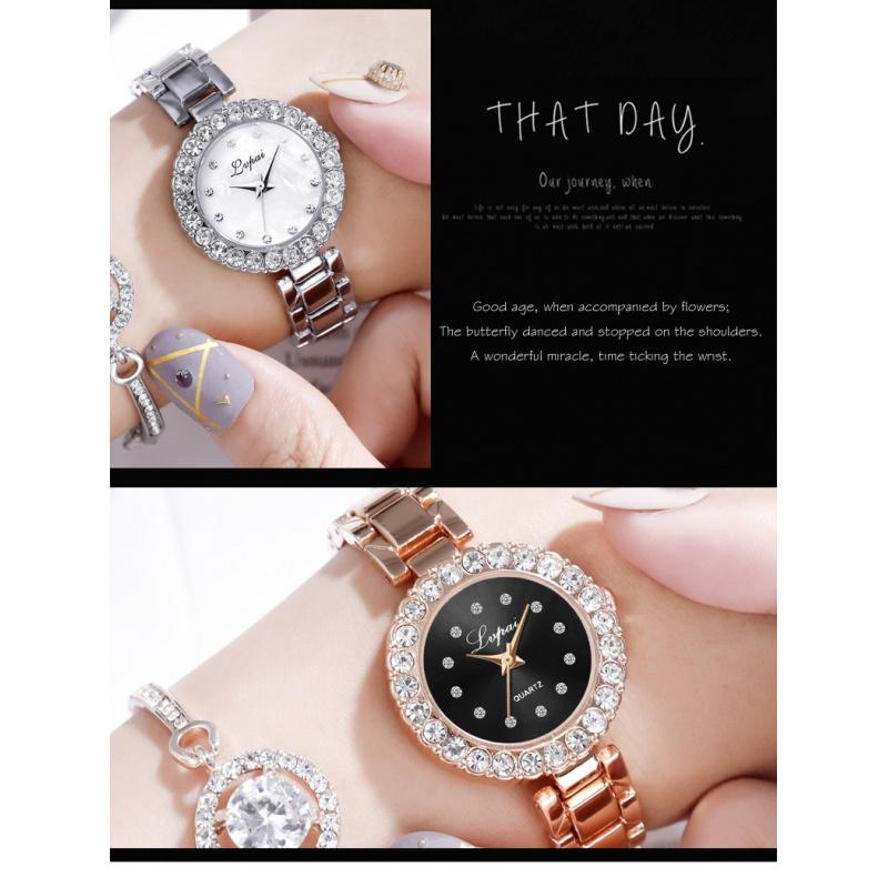 Bracelet Watches Set For Women Fashion Geometric Bangle Quartz Clock Ladies Wrist Watch