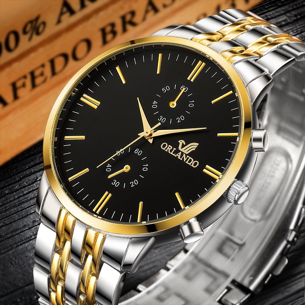 Gold Men's Steel Belt Business Watch Fashion Luxury Quartz Wristwatches