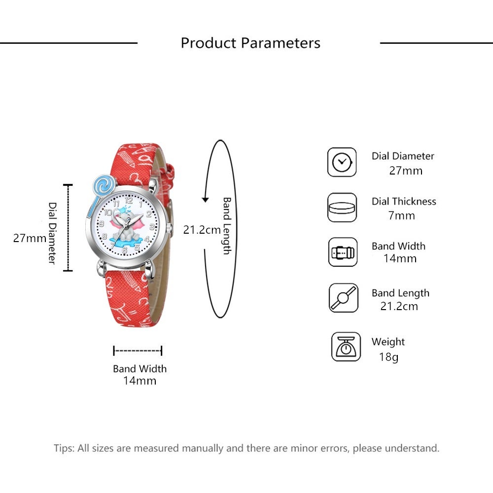 Elephant Pattern Silver Shell Digital Face Kid's Watch and Necklace
