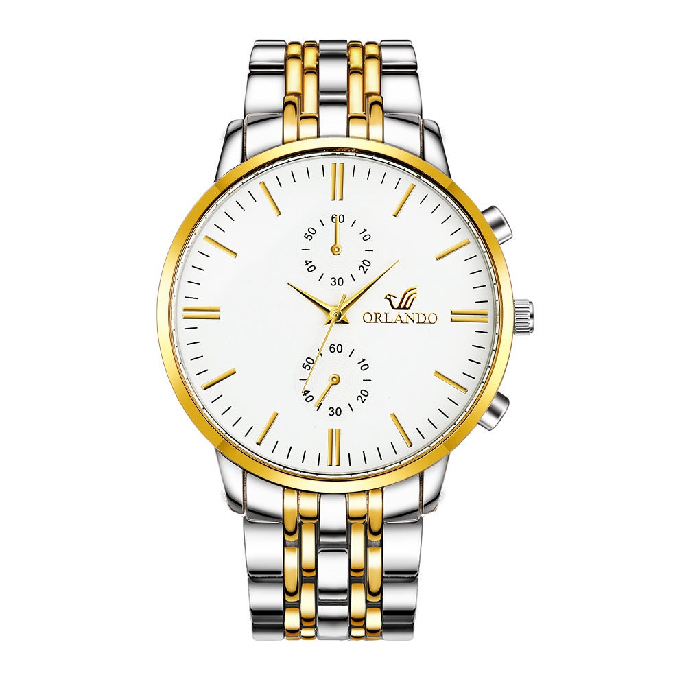Gold Men's Steel Belt Business Watch Fashion Luxury Quartz Wristwatches