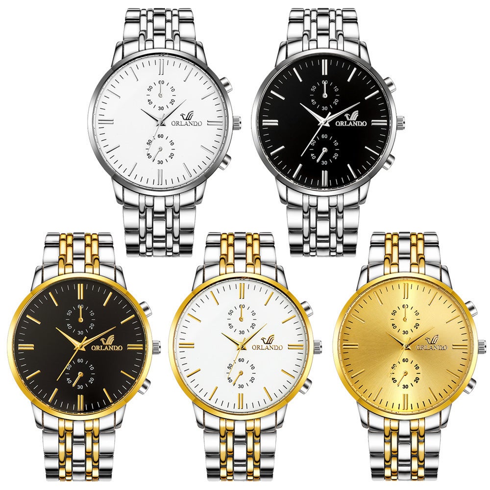 Gold Men's Steel Belt Business Watch Fashion Luxury Quartz Wristwatches