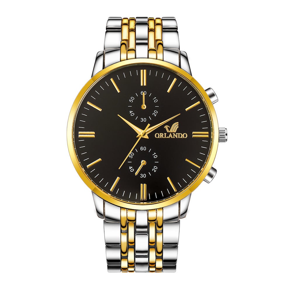 Gold Men's Steel Belt Business Watch Fashion Luxury Quartz Wristwatches