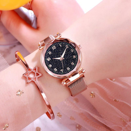 Luxury Women Starry Sky Watch Magnetic Belt Night Quartz Watch Casual Designer Ladies Clock Gift 324