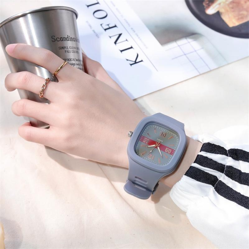 Unisex Fashion Watches Square Silicon Quartz Wristwatches Sport Clock