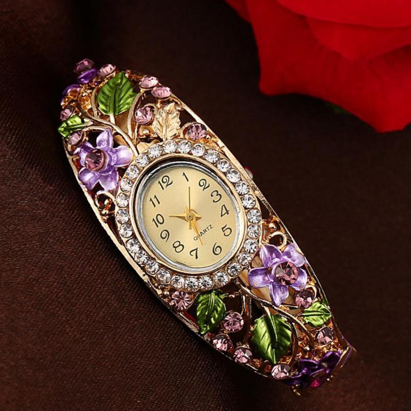 Women Watches CrystaFlower Bangle Bracelet Ladies Watch