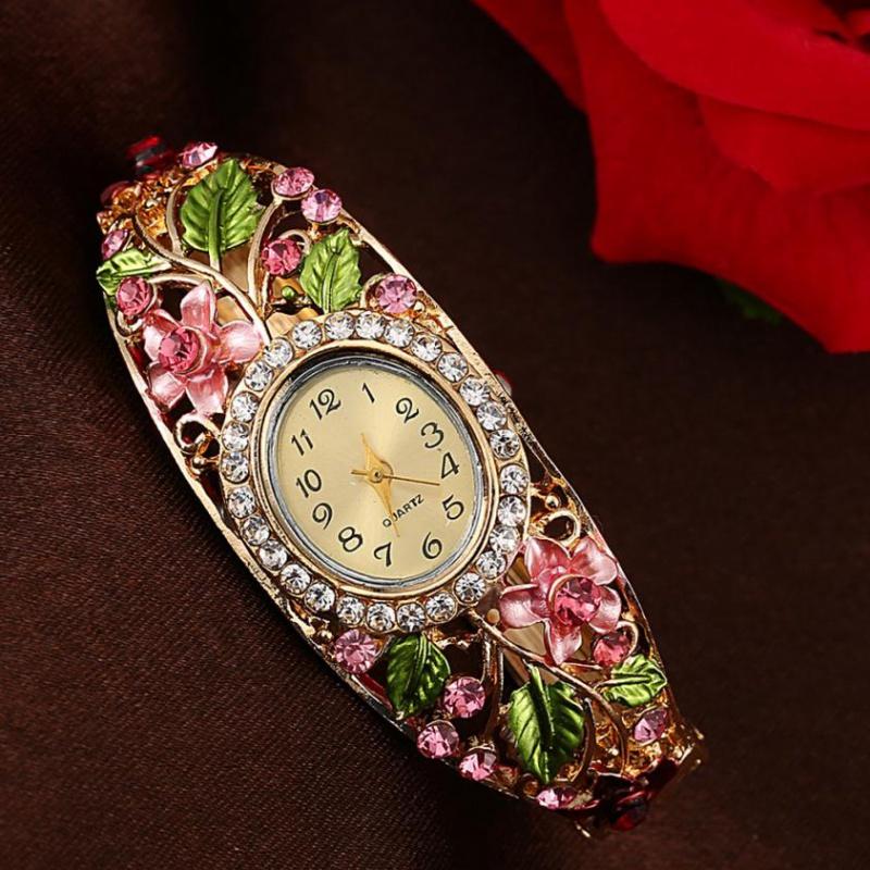 Women Watches CrystaFlower Bangle Bracelet Ladies Watch