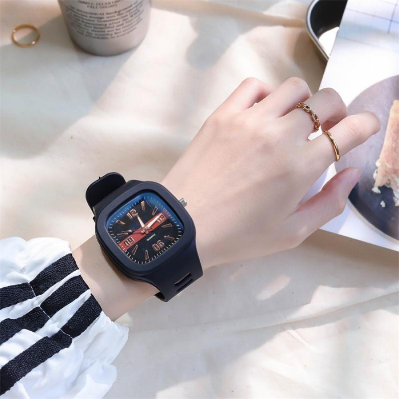 Unisex Fashion Watches Square Silicon Quartz Wristwatches Sport Clock