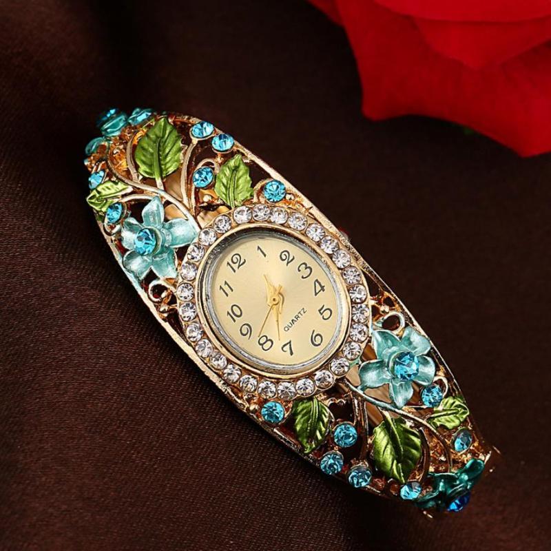 Women Watches CrystaFlower Bangle Bracelet Ladies Watch