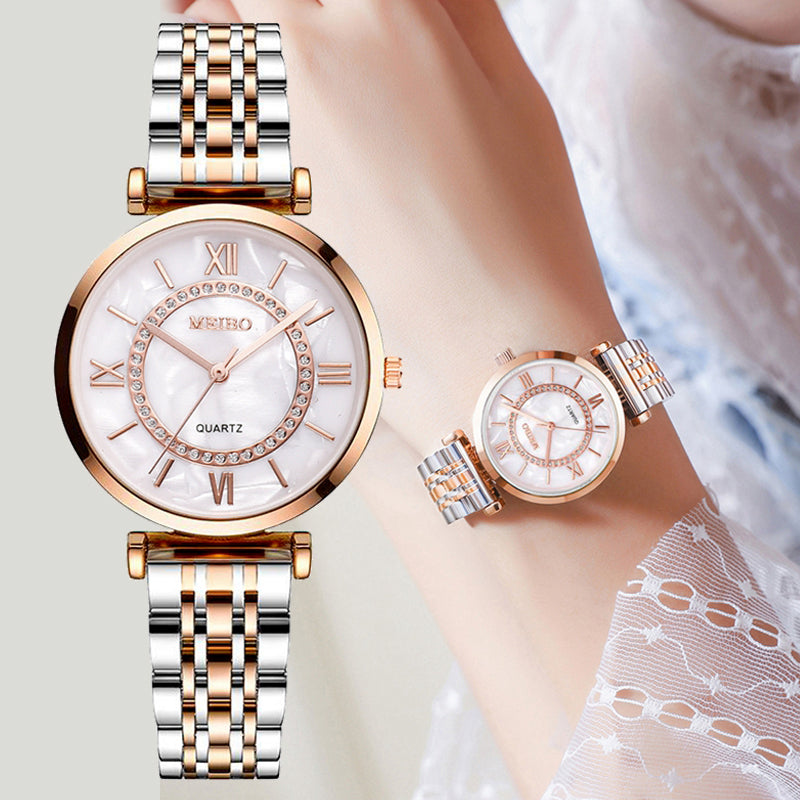 Women Watches Top Brand Luxury Diamond Ladies Stainless Steel Band Wristwatches Silver Rose Mesh Strap Female Quartz Watch