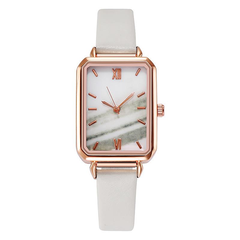 Women's Watch Peacock Green Small Square Simple Casual Watch Leather Belt Watch for Women