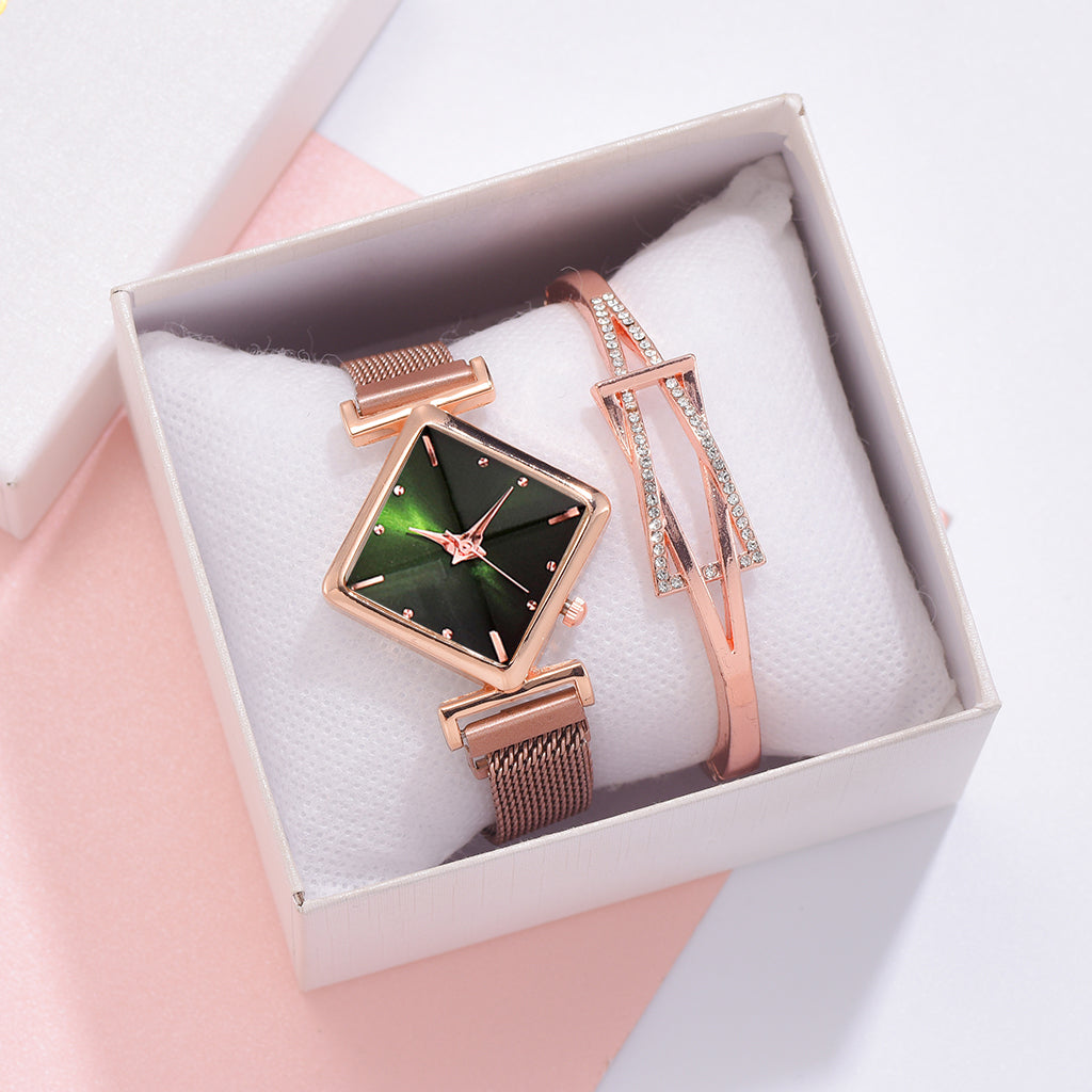 Women Square Watch Luxury Ladies Quartz Magnet Buckle Gradient Color Watches