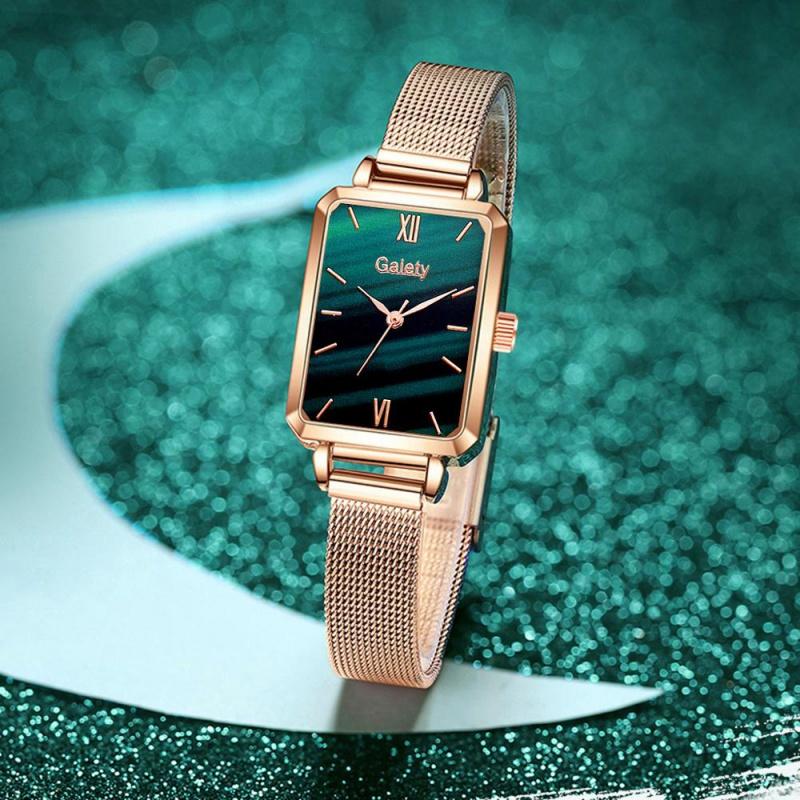 Luxury Women Square Green Dial Bracelet Watches For Women