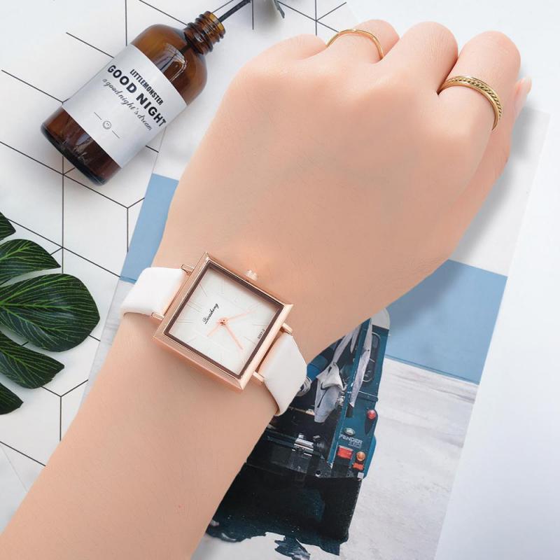 Simple Fashion Watch Square Pu Strap Women's Quartz Watches