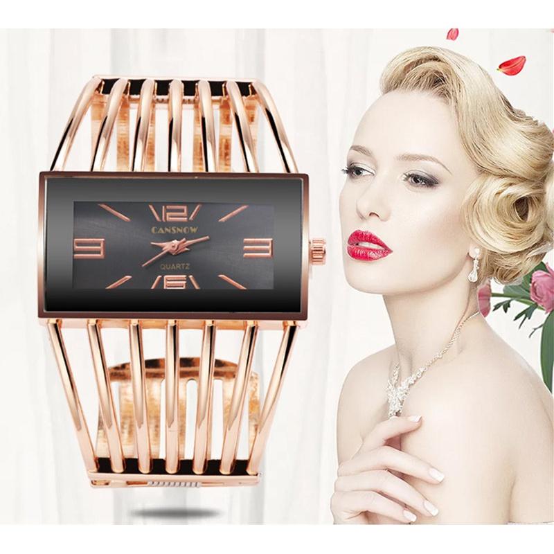 CANSNOW Womens Watch Luxury Fashion Rose Gold Bangle Bracelet Watch Women Dress Clock Female Lady Saati Girls Wristwatch Relojes
