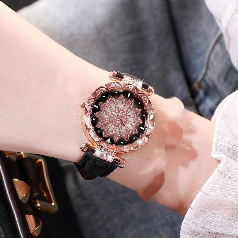 Flower Good Luck Watch Women's Fashion Frosted Belt Quartz Watch