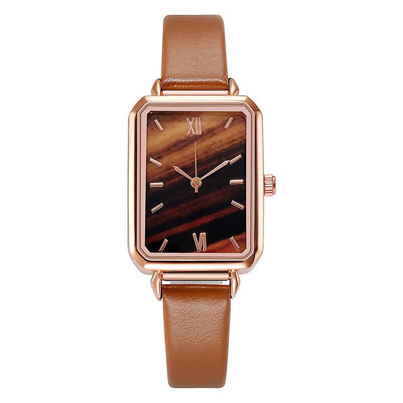 Women's Watch Peacock Green Small Square Simple Casual Watch Leather Belt Watch for Women