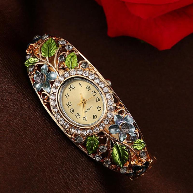 Women Watches CrystaFlower Bangle Bracelet Ladies Watch