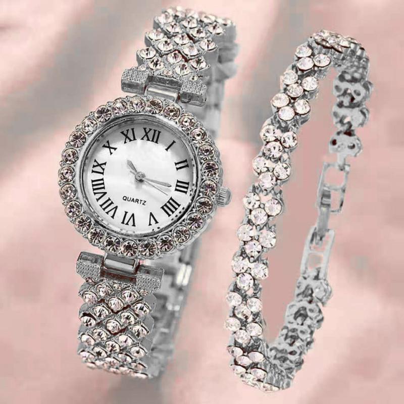 Women Bracelet Watches Steel belt Love Bracelet Wristwatches Set