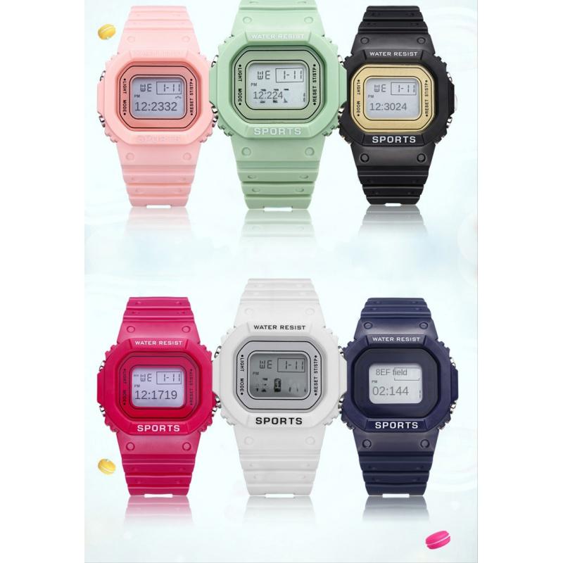 LED Electronic Watches Multi-Functional Luminous Sports Waterproof Square Watch for Male and Female Students