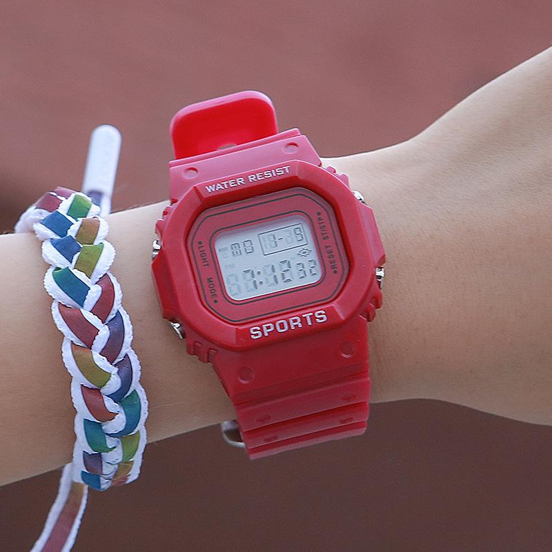 LED Electronic Watches Multi-Functional Luminous Sports Waterproof Square Watch for Male and Female Students