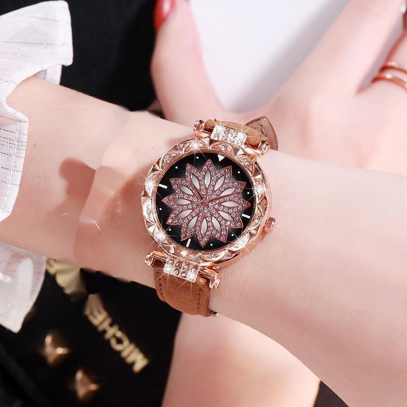 Flower Good Luck Watch Women's Fashion Frosted Belt Quartz Watch