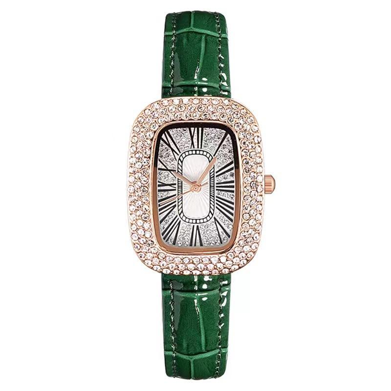 2022 New Fashion Women's Watches Green Bright Leather Analog Quartz Watch
