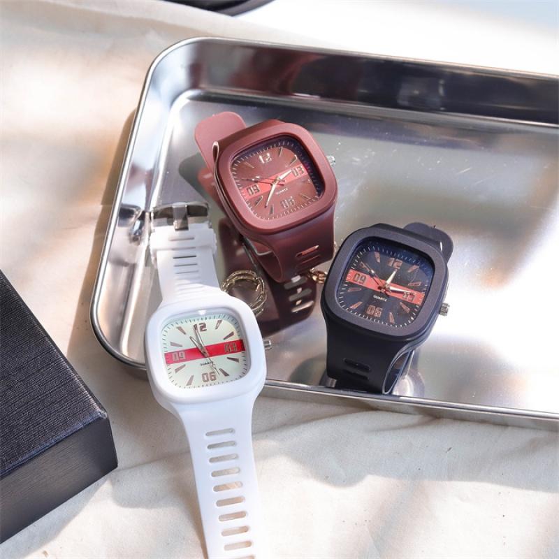 Unisex Fashion Watches Square Silicon Quartz Wristwatches Sport Clock