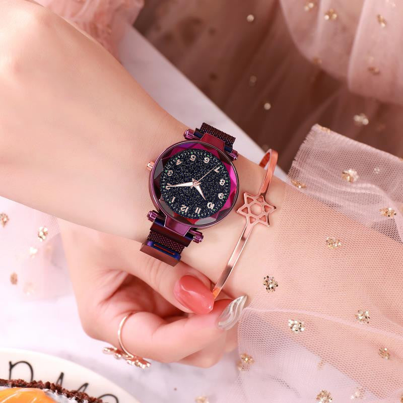 Luxury Women Starry Sky Watch Magnetic Belt Night Quartz Watch Casual Designer Ladies Clock Gift 324