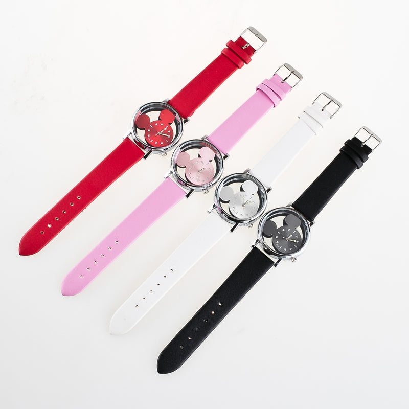 Fashion Lovely Cartoon Kids Watch Leather Belt Crystal Luxury Women Girl Quartz Watches Children Watch