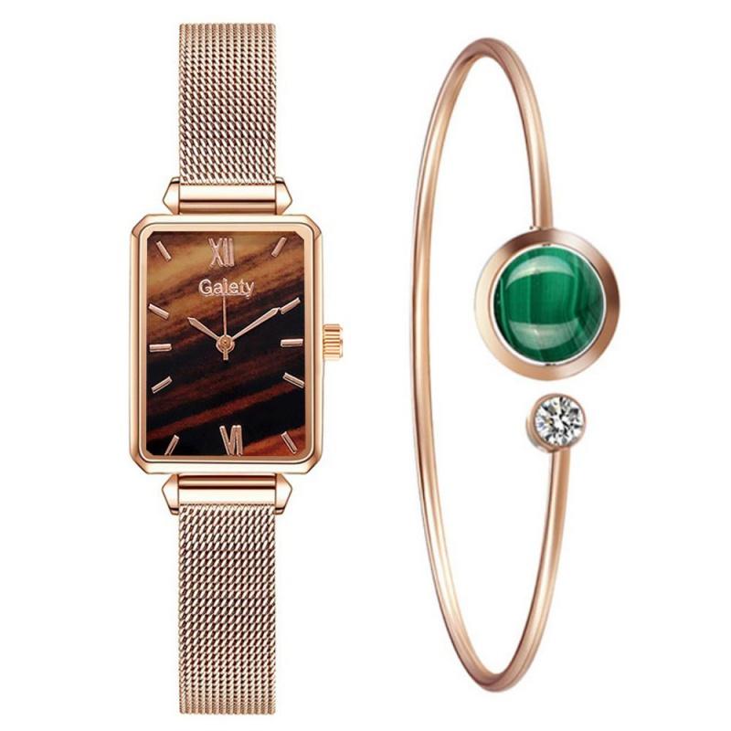 Luxury Women Square Green Dial Bracelet Watches For Women