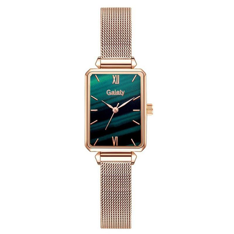 Luxury Women Square Green Dial Bracelet Watches For Women