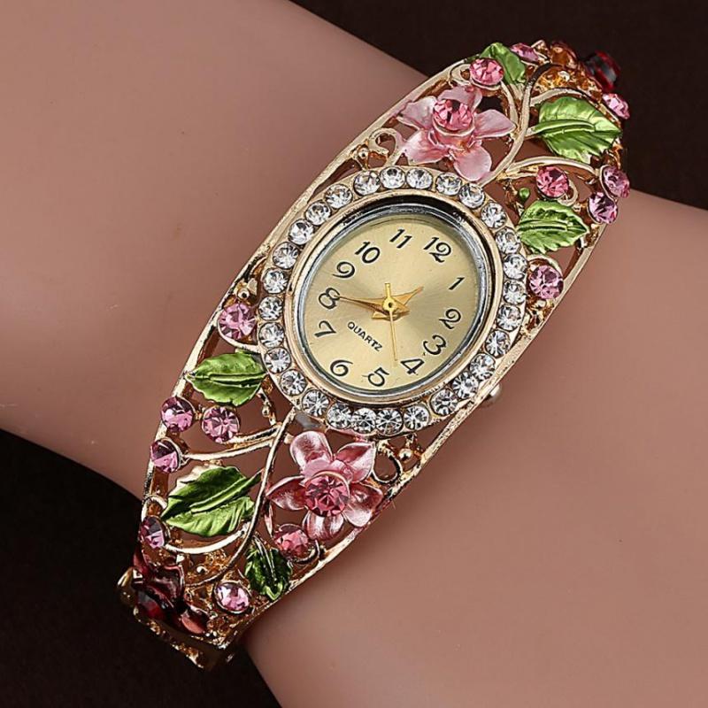 Women Watches CrystaFlower Bangle Bracelet Ladies Watch