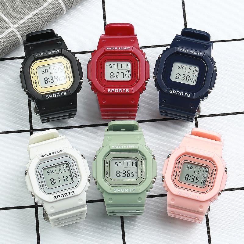 LED Electronic Watches Multi-Functional Luminous Sports Waterproof Square Watch for Male and Female Students