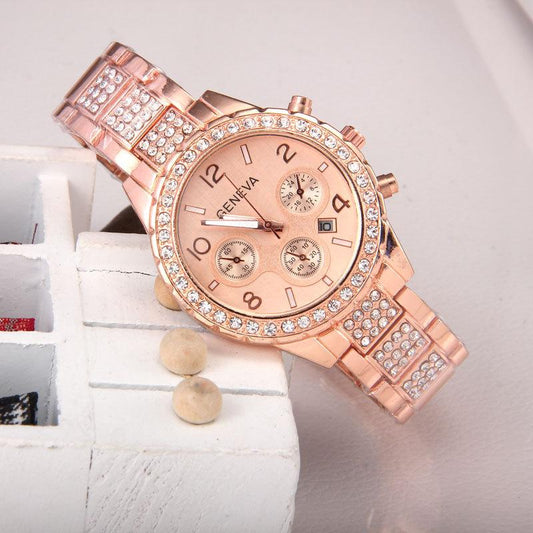 Fashion Women's Watches Steel Belt Calendar Wrist Watch Women Quartz Watch