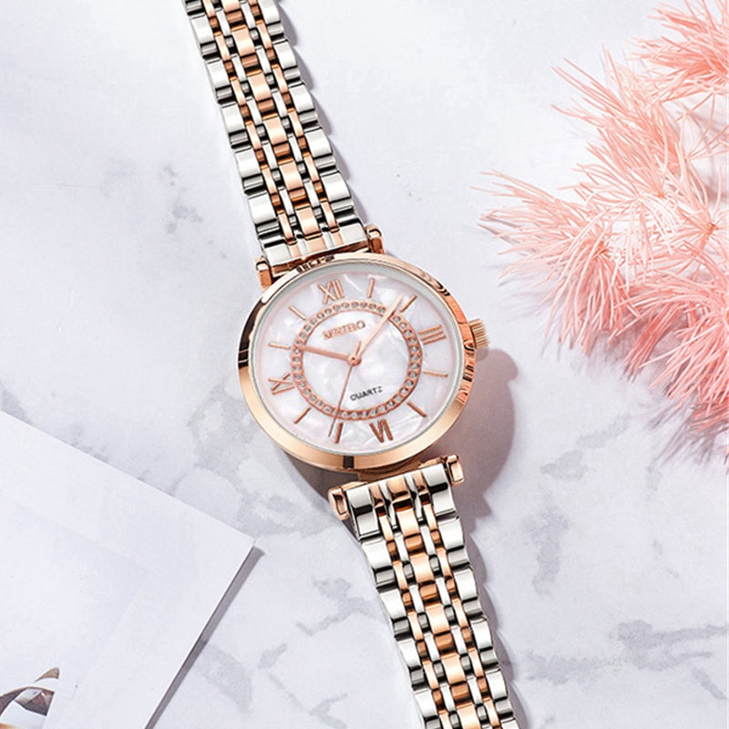 Women Watches Top Brand Luxury Diamond Ladies Stainless Steel Band Wristwatches Silver Rose Mesh Strap Female Quartz Watch