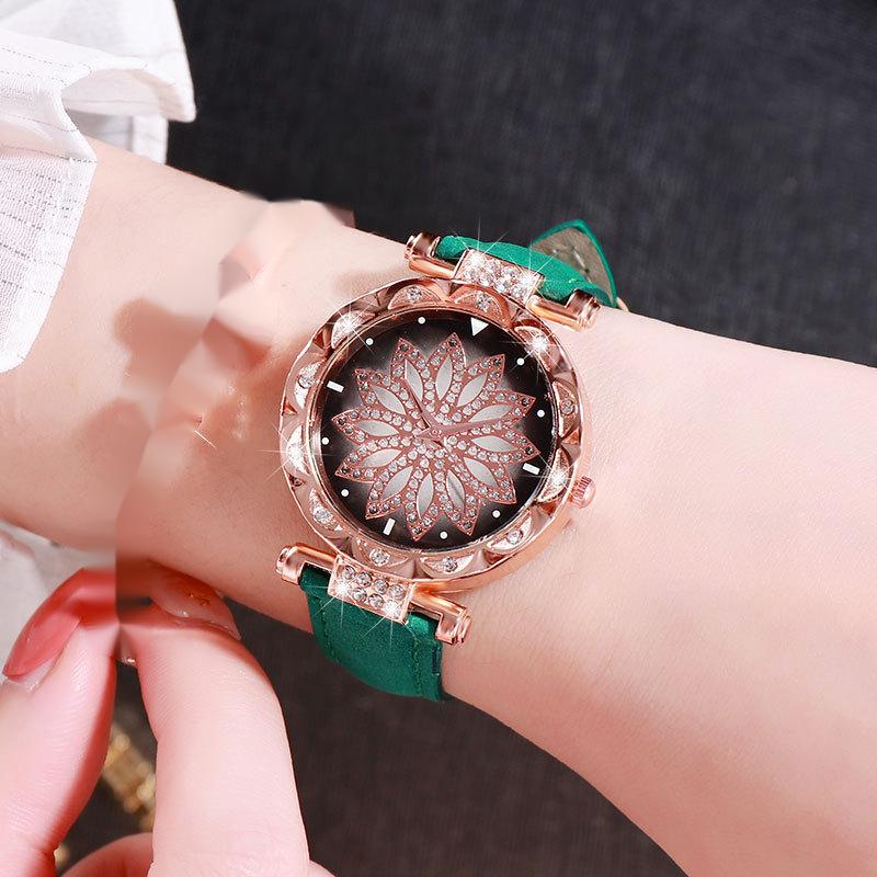 Flower Good Luck Watch Women's Fashion Frosted Belt Quartz Watch