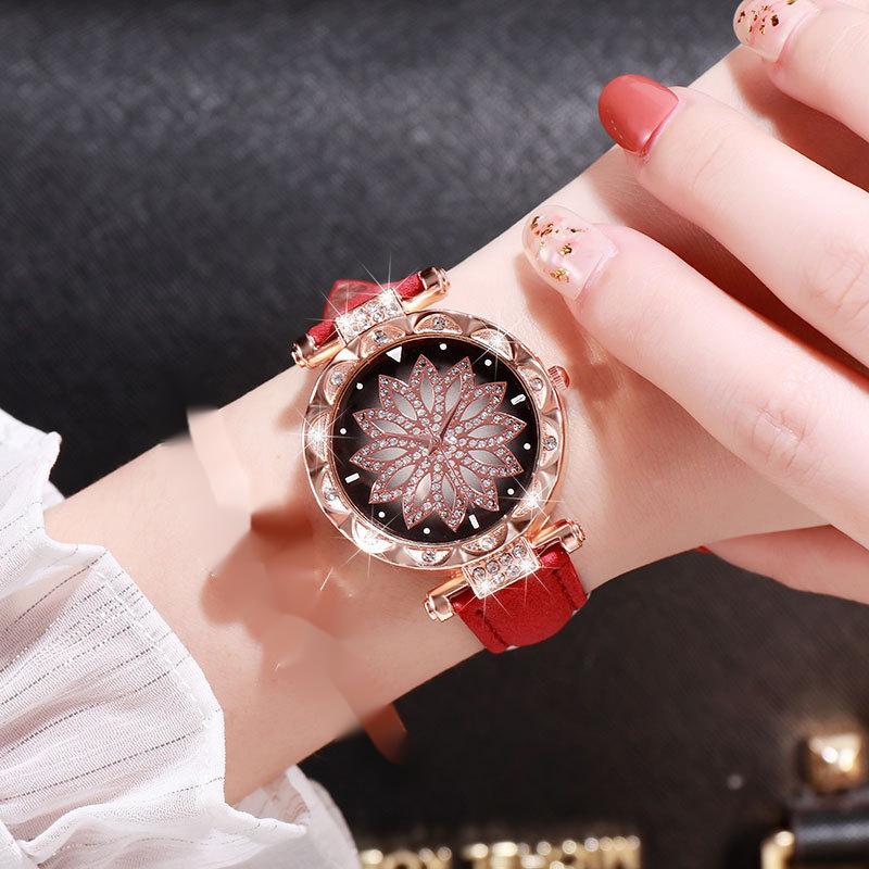 Flower Good Luck Watch Women's Fashion Frosted Belt Quartz Watch