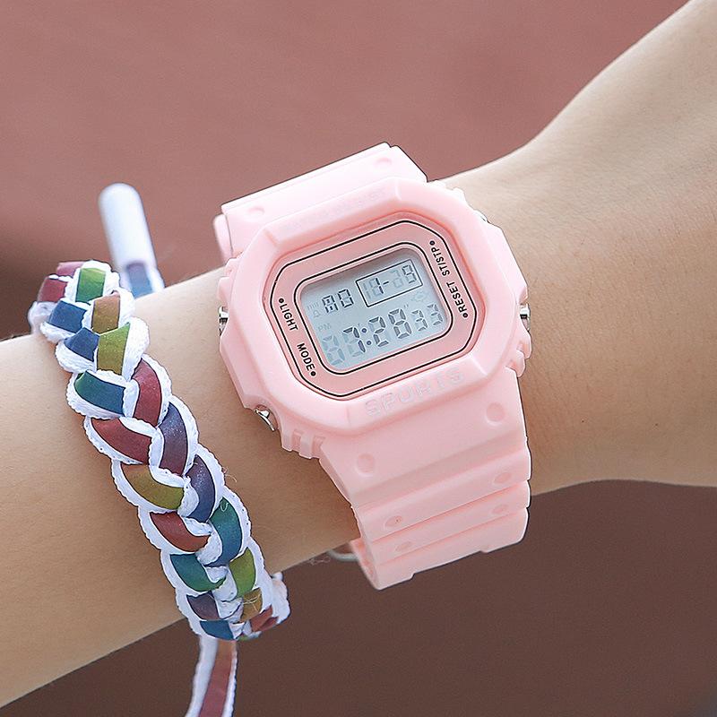 LED Electronic Watches Multi-Functional Luminous Sports Waterproof Square Watch for Male and Female Students