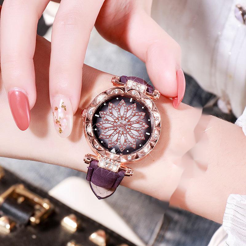 Flower Good Luck Watch Women's Fashion Frosted Belt Quartz Watch