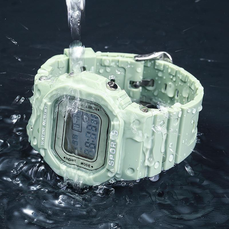 LED Electronic Watches Multi-Functional Luminous Sports Waterproof Square Watch for Male and Female Students