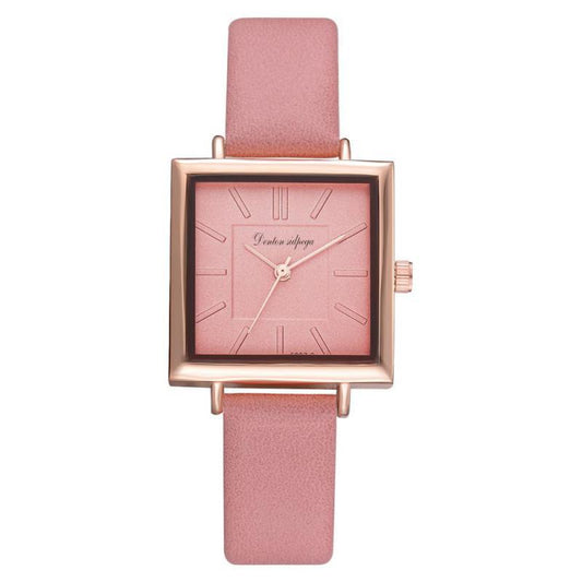 Simple Fashion Watch Square Pu Strap Women's Quartz Watches