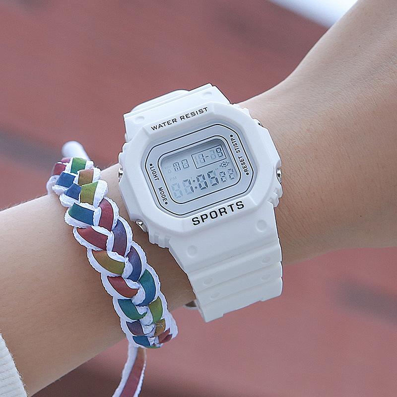 LED Electronic Watches Multi-Functional Luminous Sports Waterproof Square Watch for Male and Female Students