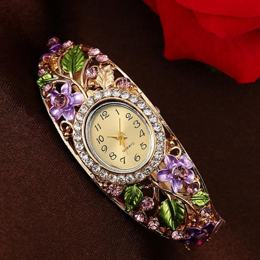 Women Watches CrystaFlower Bangle Bracelet Ladies Watch